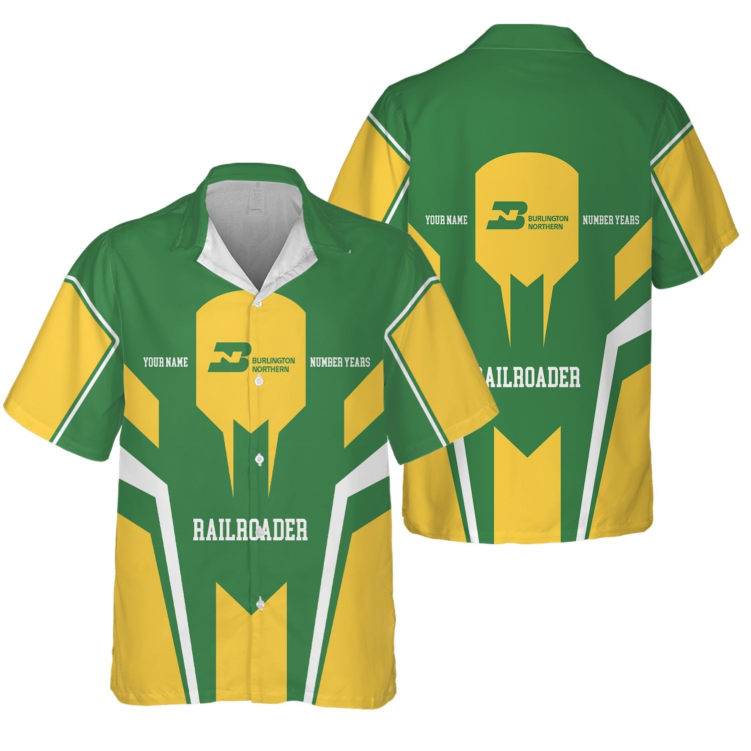 Railspirit Personalized Burlington Northern Railroad Hawaiian Shirt Custom Year Railroader Shirt Gift Idea For Train Lover