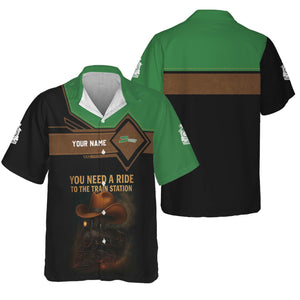 Railspirit Personalized Burlington Northern Railroad Hawaiian Shirt You Need A Ride To The Train Station Shirt For Train Lovers