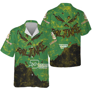 Railspirit Personalized Burlington Northern Railroad Hawaiian Shirt Torn Graphic Style Train Shirt For Rail Junkie