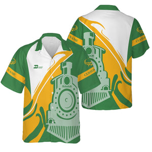 Railspirit Personalized Burlington Northern Railroad Hawaiian Shirt Flame-Inspired Style Shirt Gift Idea For Train Lovers