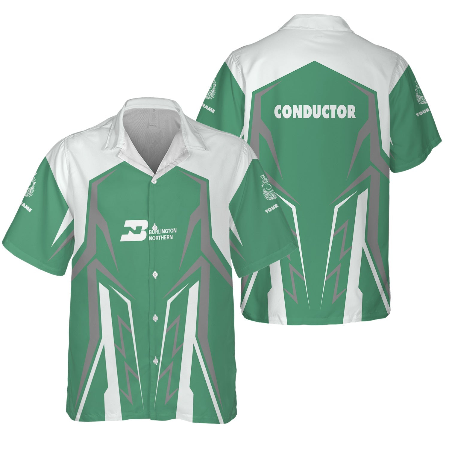 Railspirit Personalized Burlington Northern Railroad Hawaiian Shirt Futuristic Design with Custom Job Train Shirt