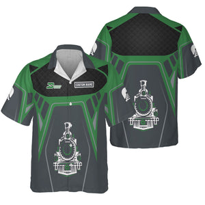 Railspirit Personalized Burlington Northern Railroad Hawaiian Shirt Steam Locomotive Engine Graphic Train Shirt All Over Print