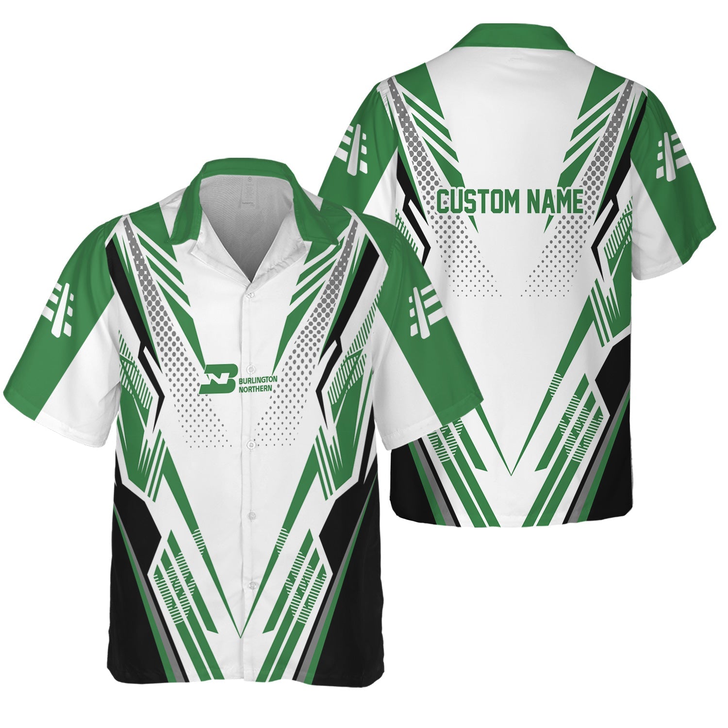 Railspirit Personalized Burlington Northern Railroad Hawaiian Shirt Railroad Tribute Design Train Shirt for Train Lovers