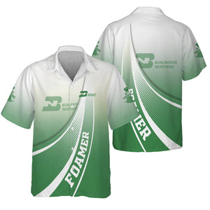 Railspirit Personalized Burlington Northern Railroad Hawaiian Shirt Railway-Themed Style Shirt Gift Idea For Trainspotter