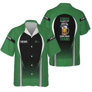 Railspirit Personalized Burlington Northern Railroad Hawaiian Shirt Stress Is Caused By Not Having Enough Trains Shirt All Over Print