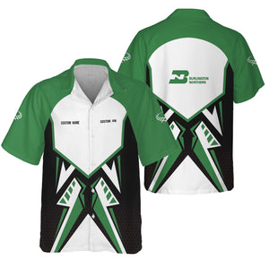 Railspirit Personalized Burlington Northern Railroad Hawaiian Shirt Vibriant Style with Custom Position Train Shirt