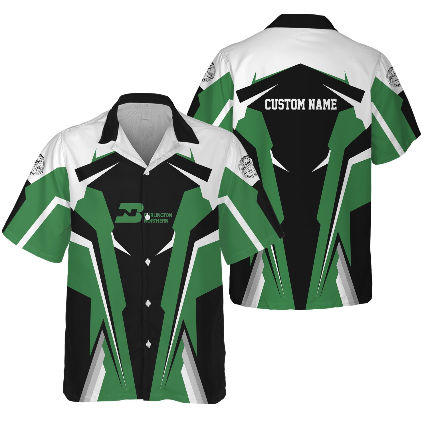 Railspirit Personalized Burlington Northern Railroad Hawaiian Shirt Strong Line Style Train Unisex Shirt All Over Print