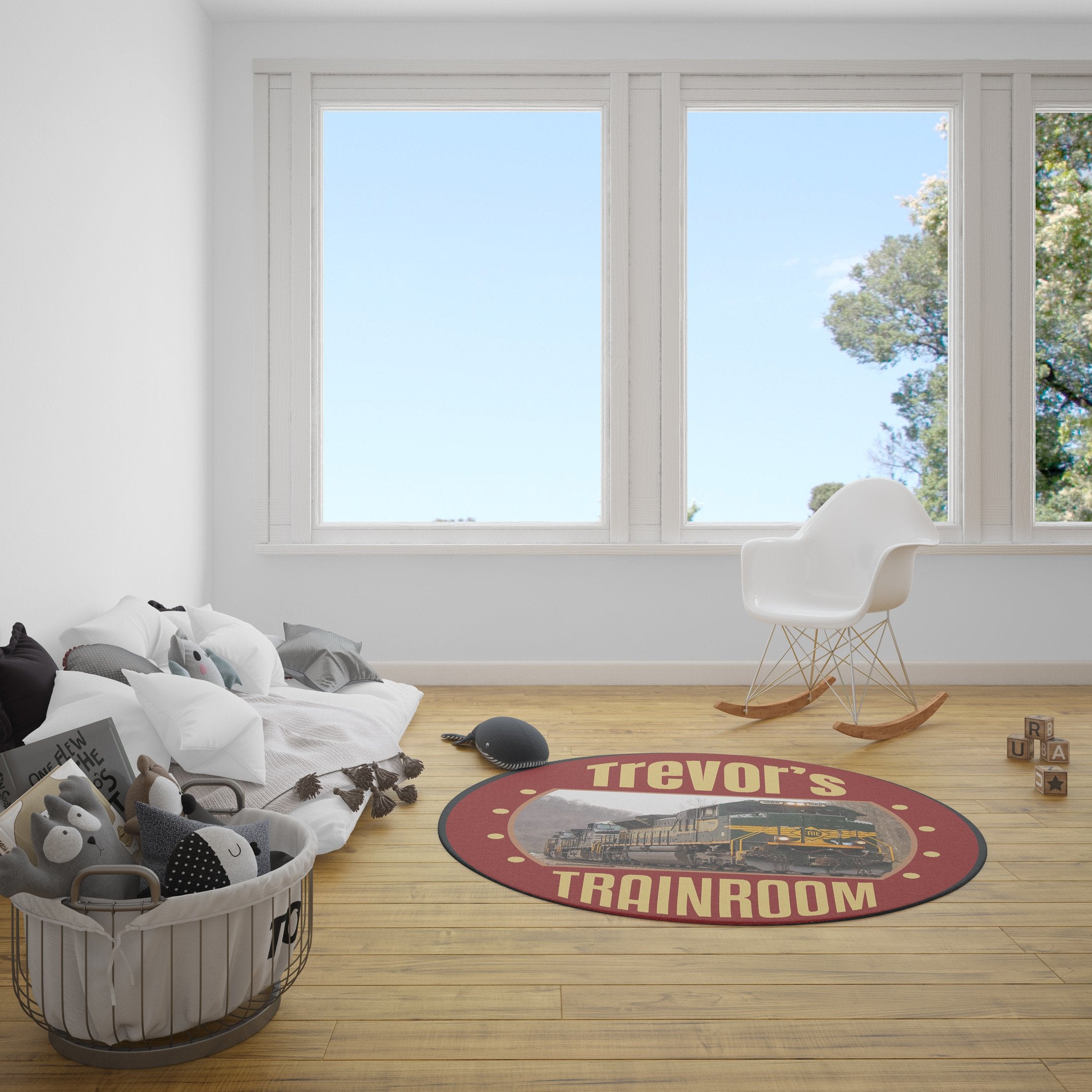 Railspirit Personalized Erie Railroad Living Room Round Mat Circle Rug