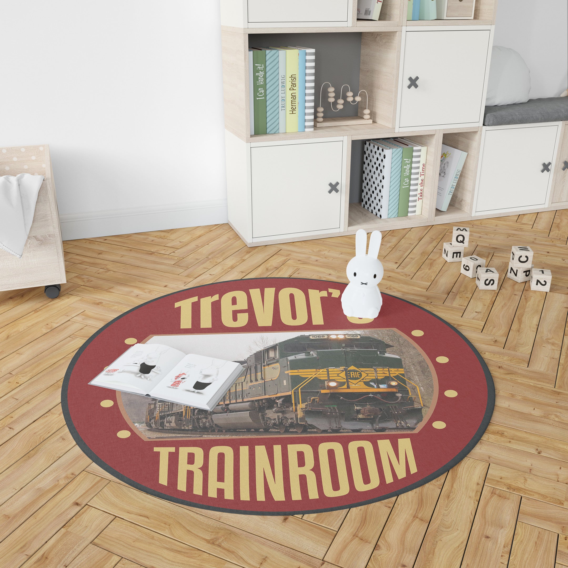 Railspirit Personalized Erie Railroad Living Room Round Mat Circle Rug