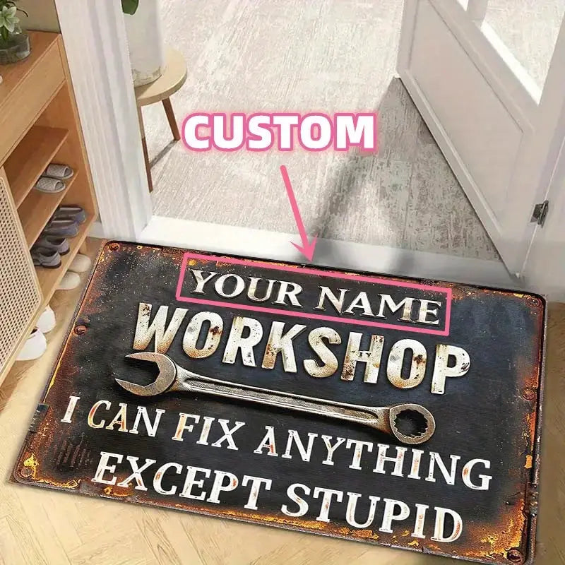 Railspirit Personalized Vintage Tool Mechanic Rug, I Can Fix Anything Except Stupid Funny Retro Area Rug