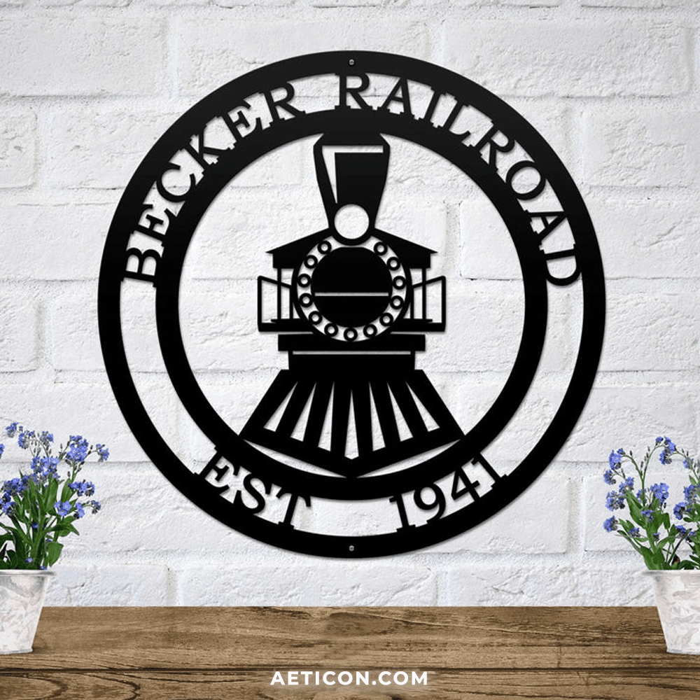 Railspirit Personalized Metal Train Sign Home Decor Wall Art