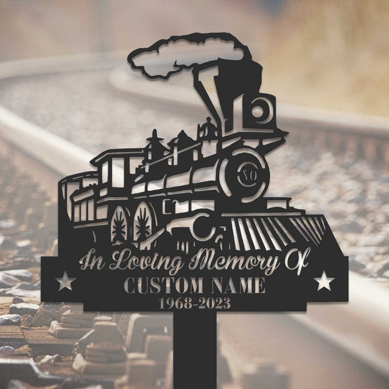 Railspirit Personalized Train Memorial Garden Stake Home Decor