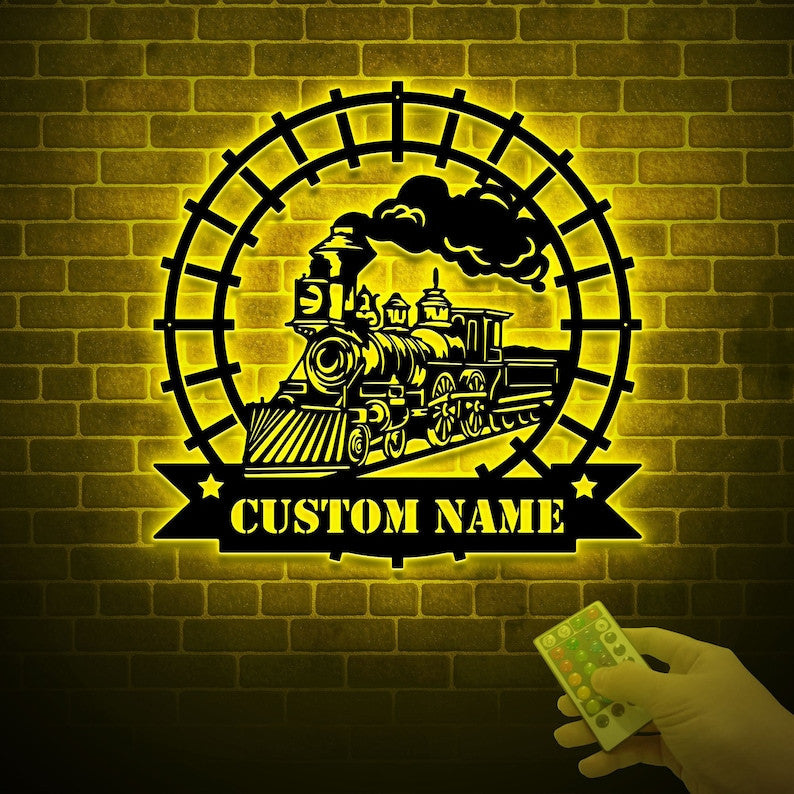 Railspirit Custom Train Metal Wall Led Lights Railroad Wall Decor