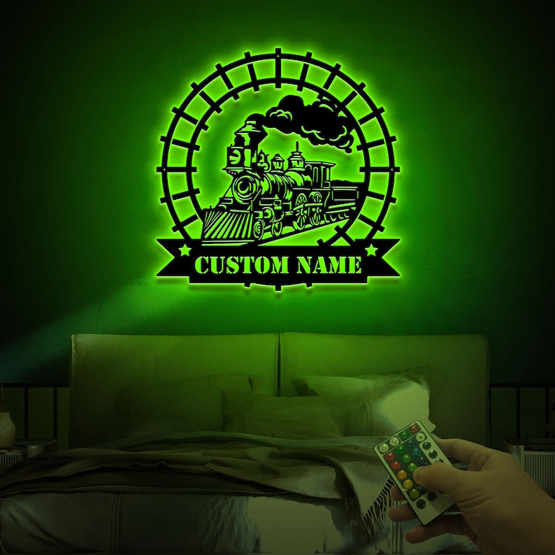 Railspirit Custom Train Metal Wall Led Lights Railroad Wall Decor