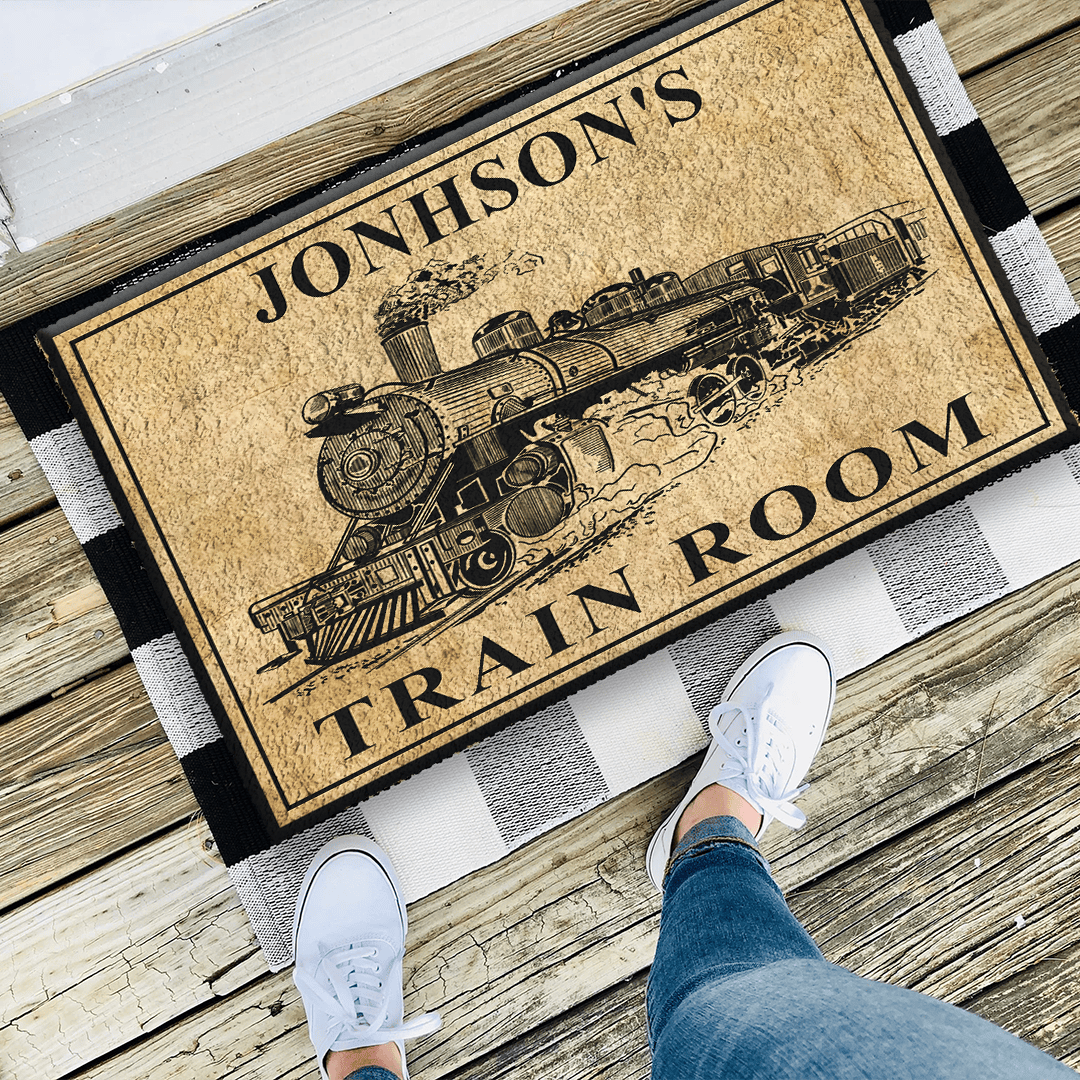 Personalized Train Room Steam Locomotive Doormat