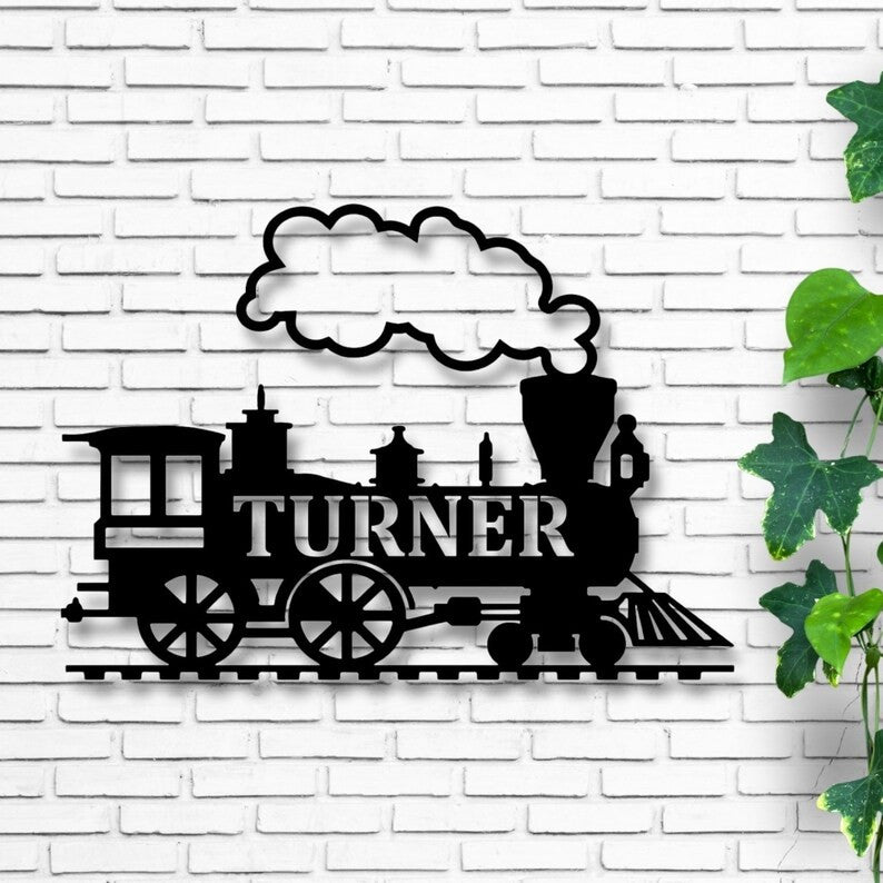 Railspirit Personalized Train Metal Sign - Railroad Sign, Railway Sign, Train Room Wall Decor