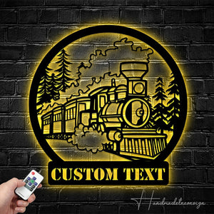 Railspirit Custom Steam Train Locomotive Metal Wall Art With Led Light - Personalized Train Driver Name Sign Home Decor