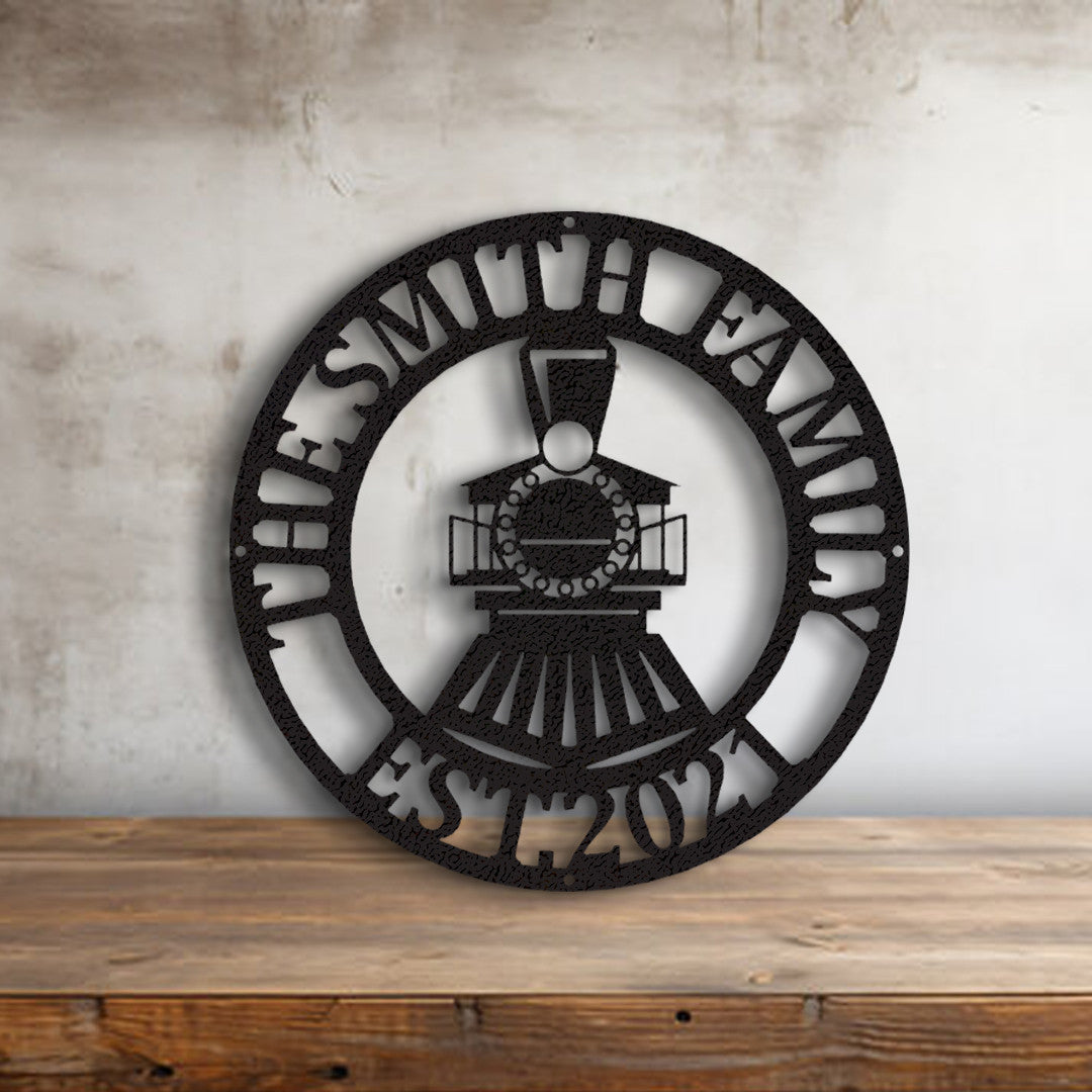 Railspirit Personalized Train Sign Cut Metal Sign Metal House Sign