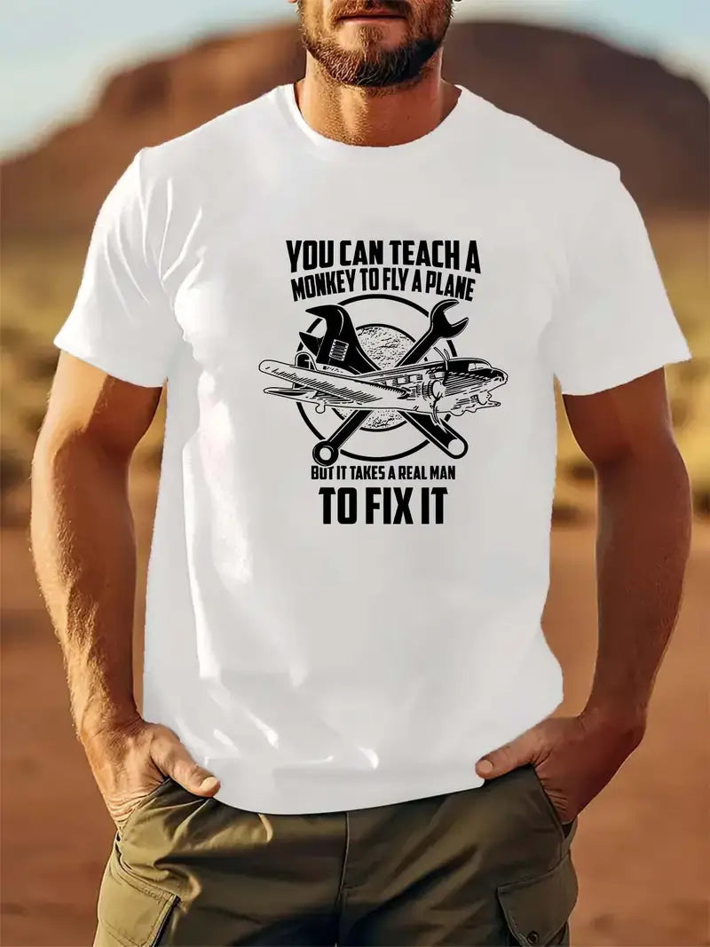 You Can Teach a Monkey to Fly a Plane Shirt, Funny Mechanic T-Shirt for Men, Mechanic Quote T-Shirt, Gift for Technicians