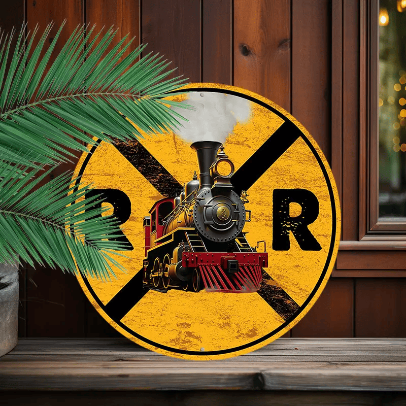Railspirit Unique Train Railroad Crossing Metal Sign For Home Decor