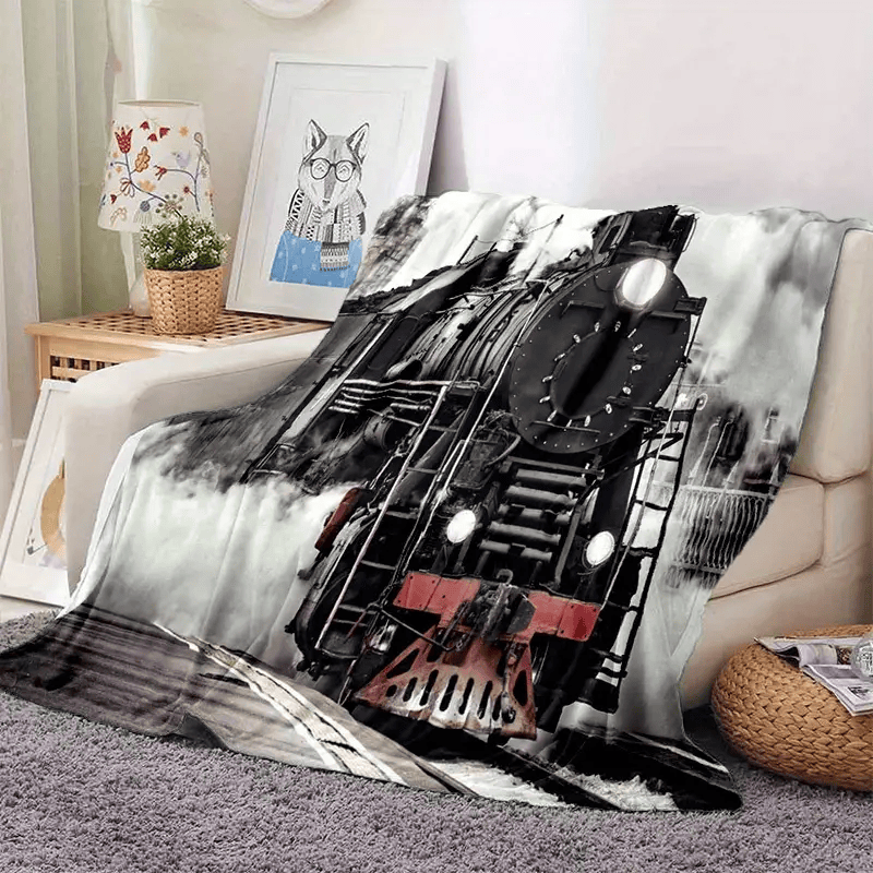 Railspirit Steam Train All Over Printed Blanket