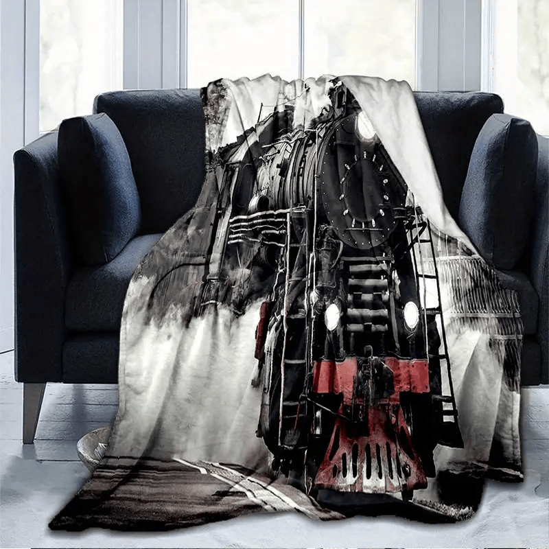 Railspirit Steam Train All Over Printed Blanket