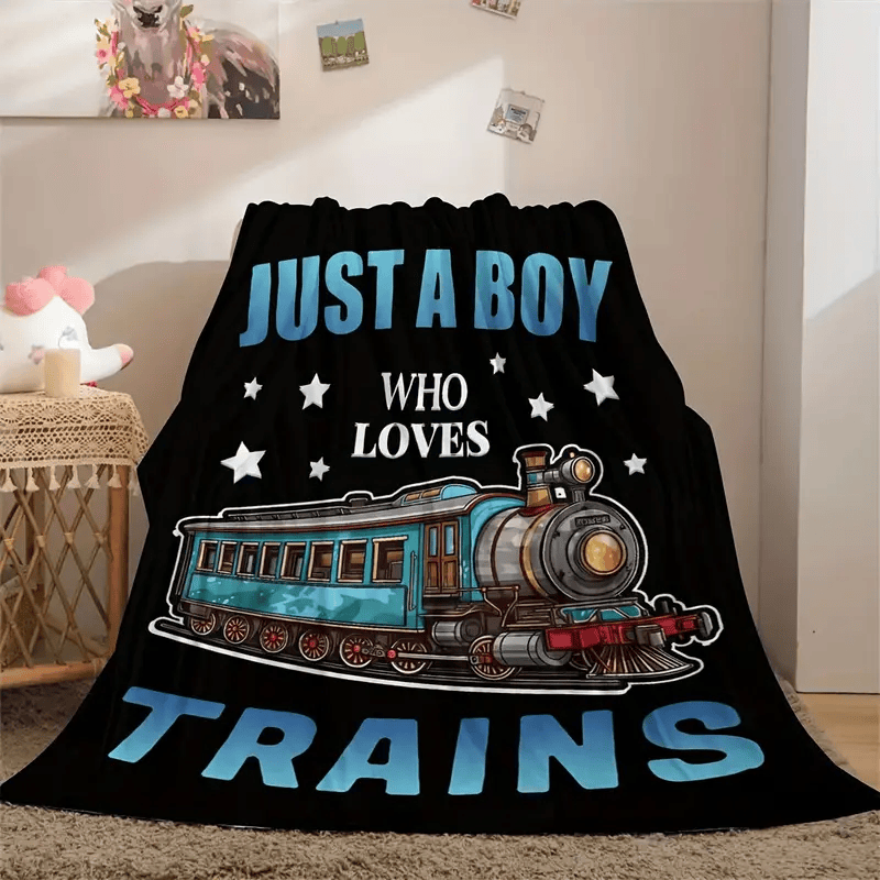 Railspirit Just A Boy Who Loves Trains All Over Printed Blanket