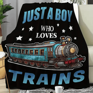Railspirit Just A Boy Who Loves Trains All Over Printed Blanket