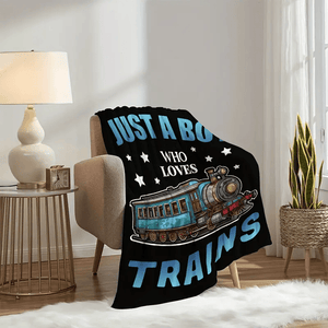 Railspirit Just A Boy Who Loves Trains All Over Printed Blanket