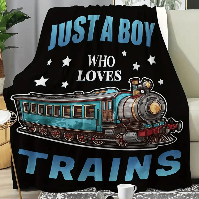 Railspirit Just A Boy Who Loves Trains All Over Printed Blanket