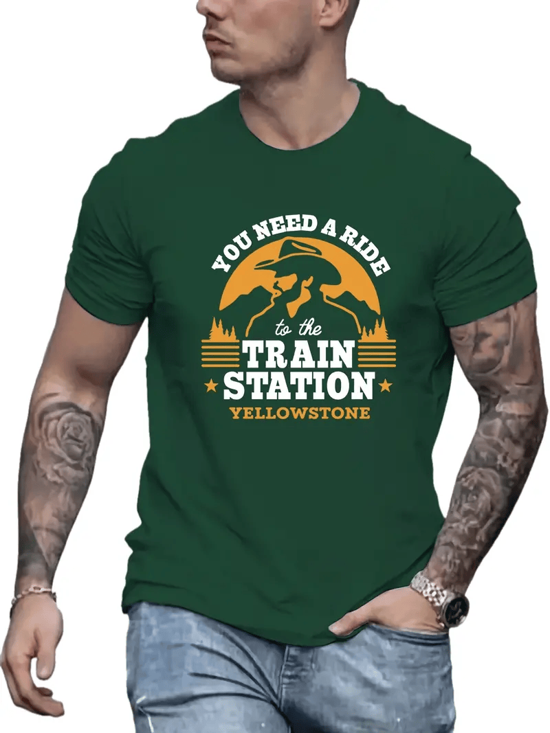 Railspirit You Need A Ride To The Train Station Yellowstone Printed Train T Shirt