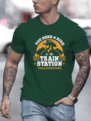 Railspirit You Need A Ride To The Train Station Yellowstone Printed Train T Shirt