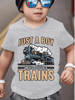 Railspirit Just A Boy Who Loves Train Printed T Shirt Train Gift Idea