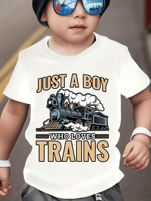 Railspirit Just A Boy Who Loves Train Printed T Shirt Train Gift Idea