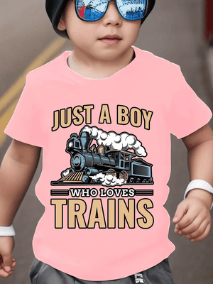 Railspirit Just A Boy Who Loves Train Printed T Shirt Train Gift Idea