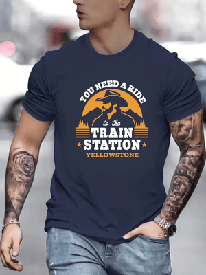 Railspirit You Need A Ride To The Train Station Yellowstone Printed Train T Shirt