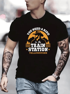 Railspirit You Need A Ride To The Train Station Yellowstone Printed Train T Shirt