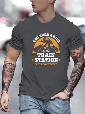 Railspirit You Need A Ride To The Train Station Yellowstone Printed Train T Shirt