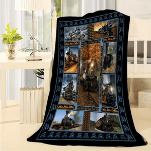 Railspirit Retro Rail Train Print Blanket All Over Print
