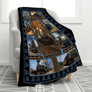 Railspirit Retro Rail Train Print Blanket All Over Print