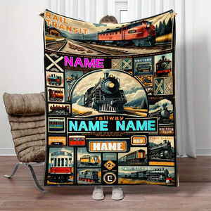 Railspirit Custom Name Train Puzzle Rail Transit Blanket Gift For Train Lover