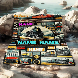 Railspirit Custom Name Train Puzzle Rail Transit Blanket Gift For Train Lover