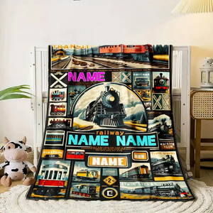 Railspirit Custom Name Train Puzzle Rail Transit Blanket Gift For Train Lover