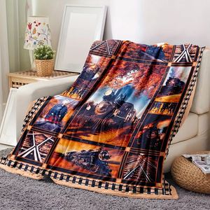 Railspirit Vintage Train Printed Blanket Gift For Train Lover Blanket for Sofa, Lunch Break, and Nap