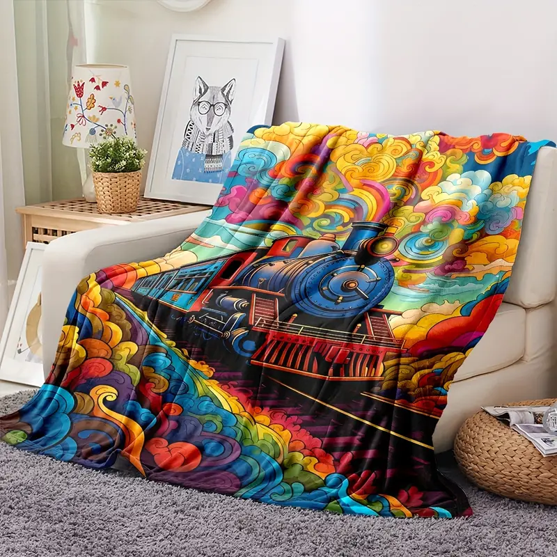 Railspirit Train Colorful Style Blanket All Over Print Gift For Train Lovers