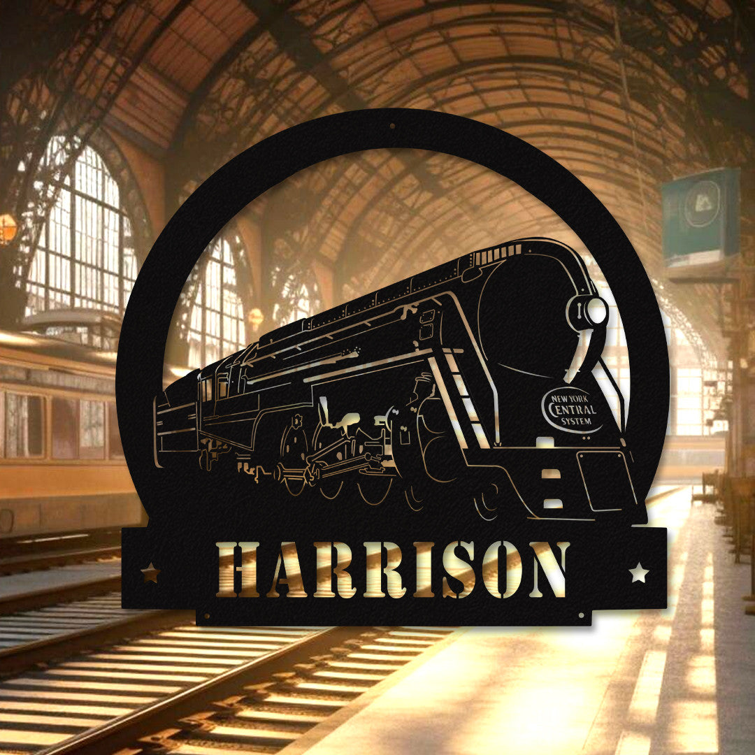 Railspirit Personalized Vintage New York Center Limited Train Laser Cut Metal Sign Wall Decor