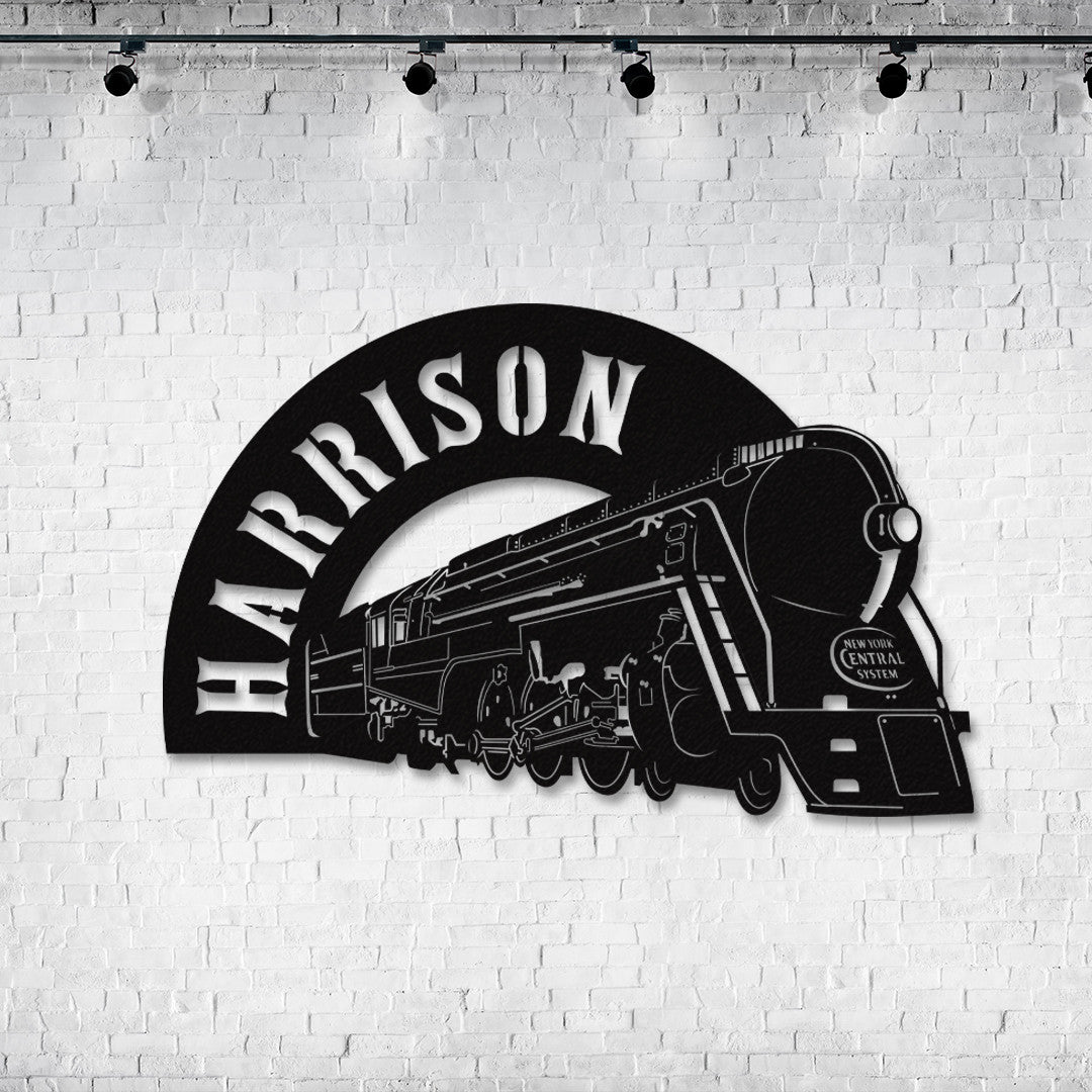 Railspirit Personalized Vintage New York Center Limited Train Laser Cut Metal Sign Curve Style Wall Decor