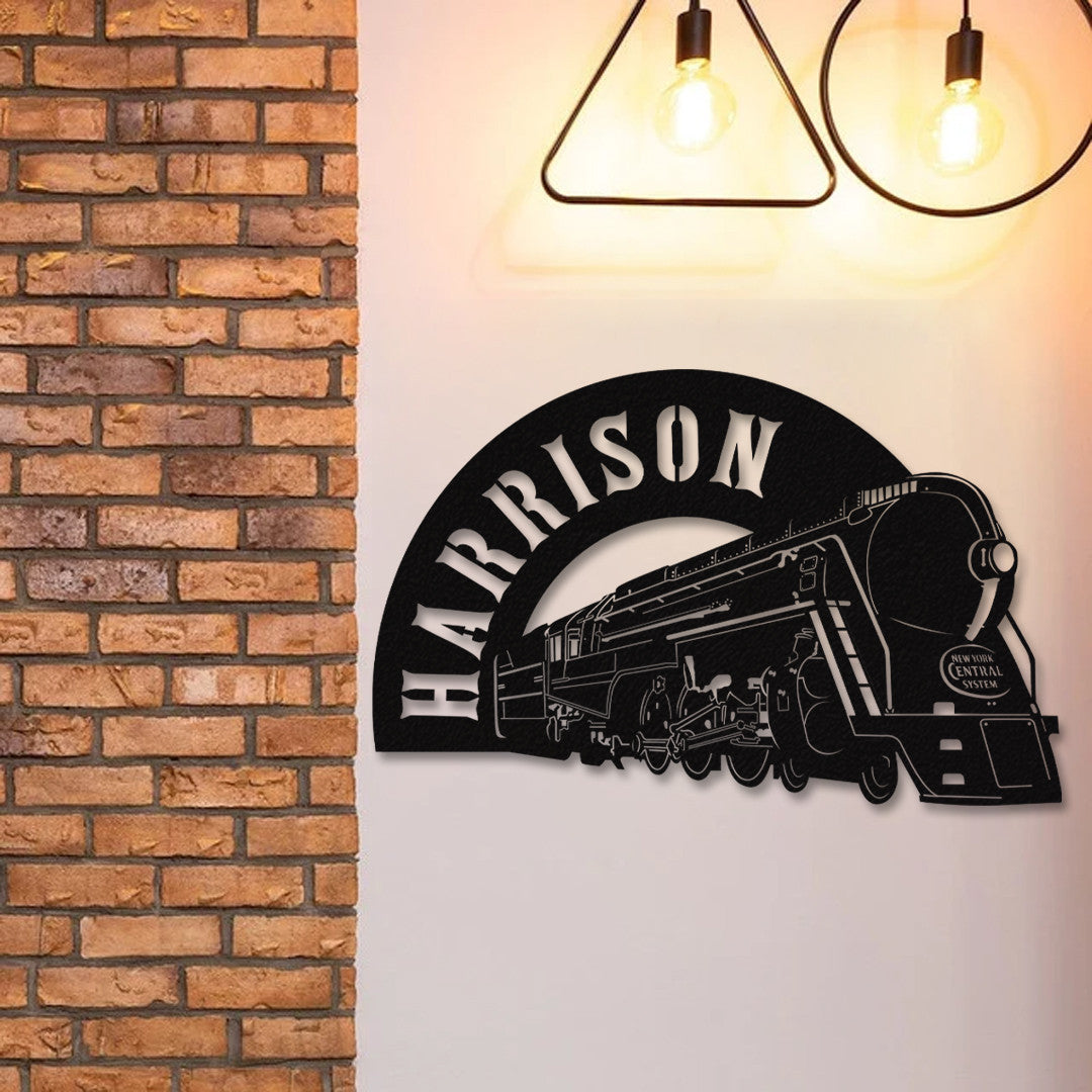 Railspirit Personalized Vintage New York Center Limited Train Laser Cut Metal Sign Curve Style Wall Decor