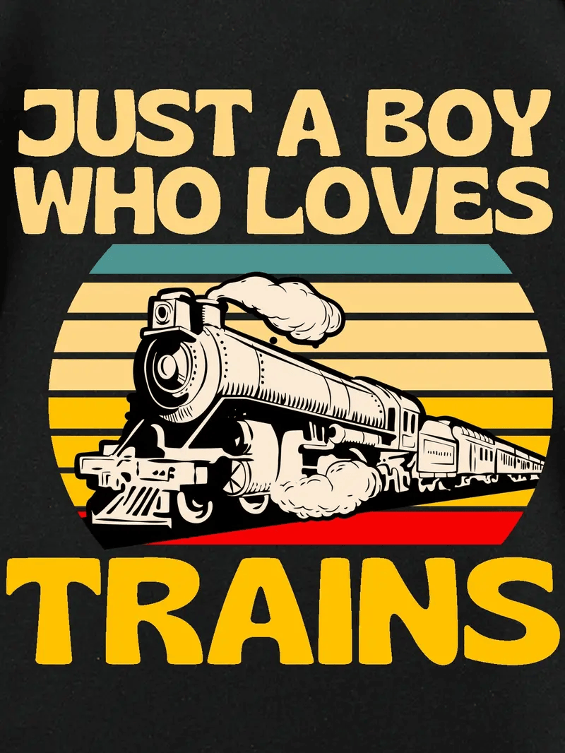 Railspirit Just A Boy Who Loves Trains Vintage Style T Shirt, Gift For Train Lovers