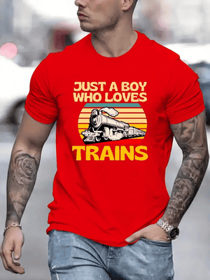 Railspirit Just A Boy Who Loves Trains Vintage Style T Shirt, Gift For Train Lovers